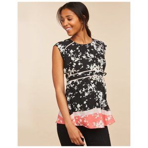 Motherhood Maternity Black and White  Sleeveless Peplum Blouse Size M